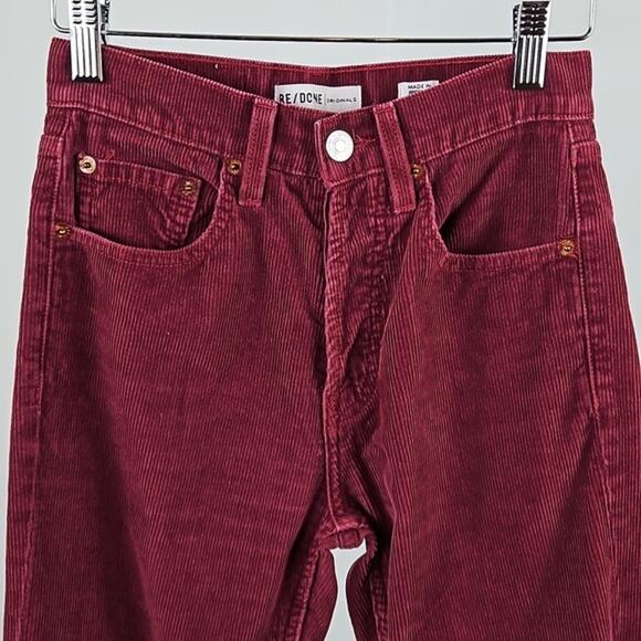 Re/Done Originals High Rise Straight Cropped Corduroy Jeans Burgundy | Women 24 - Picture 4 of 15
